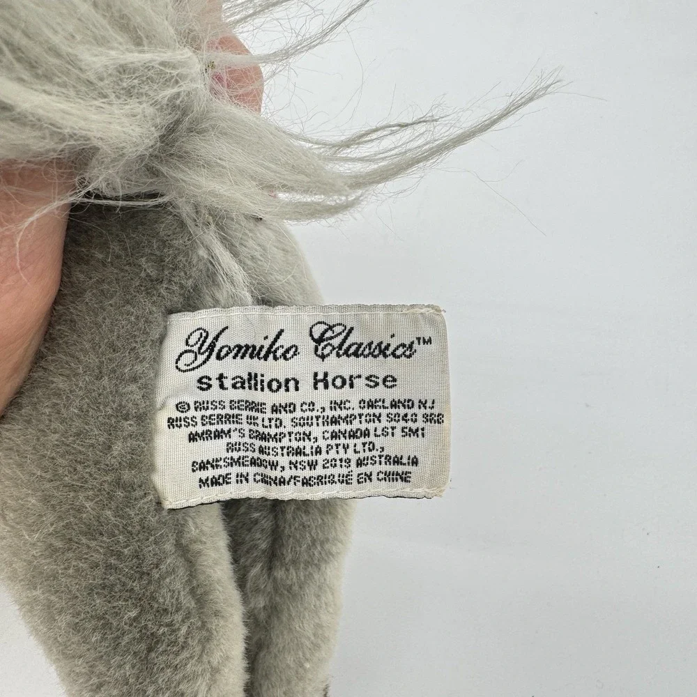 Russ Berrie‎ Yomiko Classics Stallion Horse Plush Gray White Mane Stuffed Animal